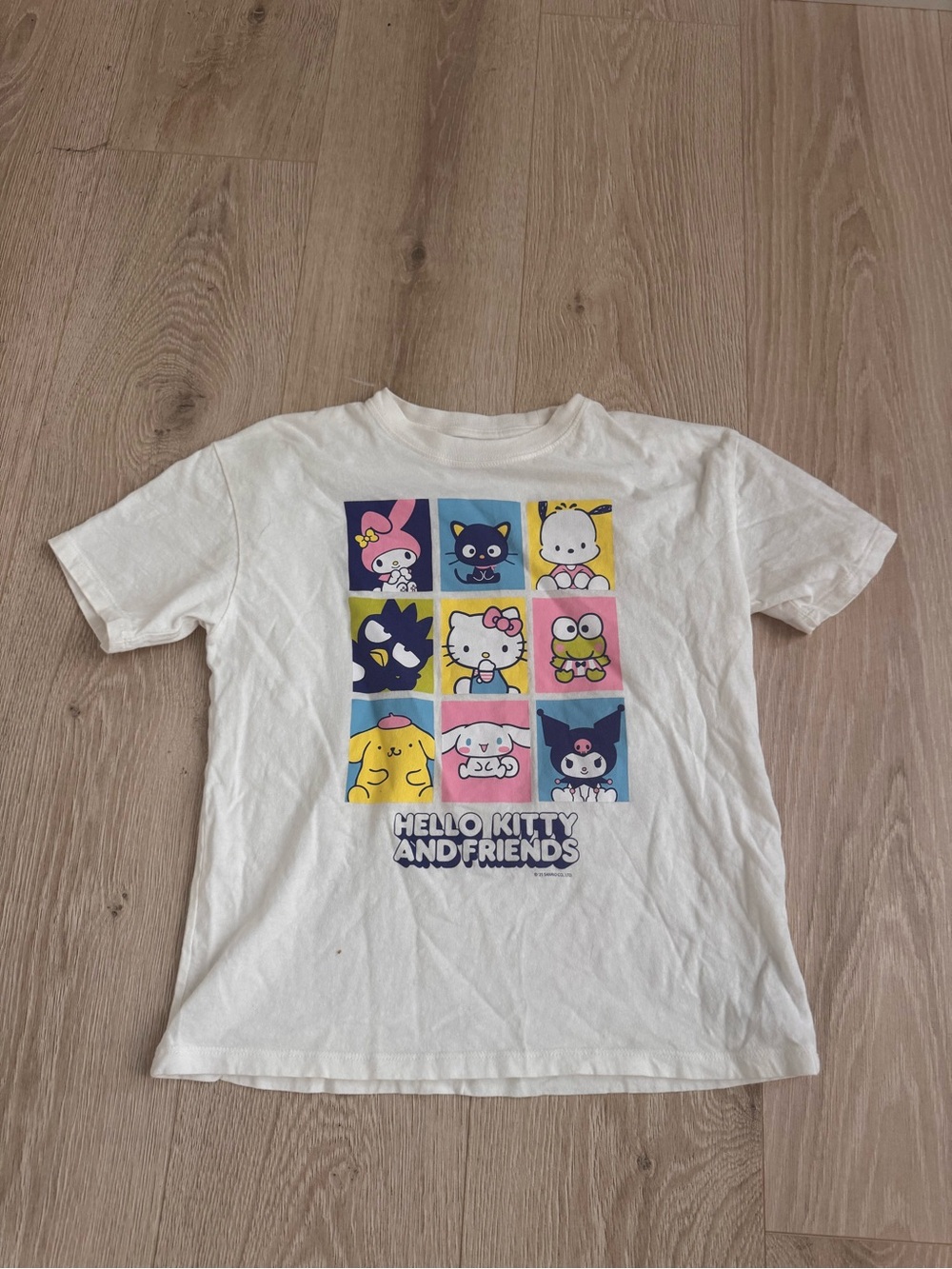 Old Navy White Hello Kitty & Friends Graphic Tee with Colorful Character Grid